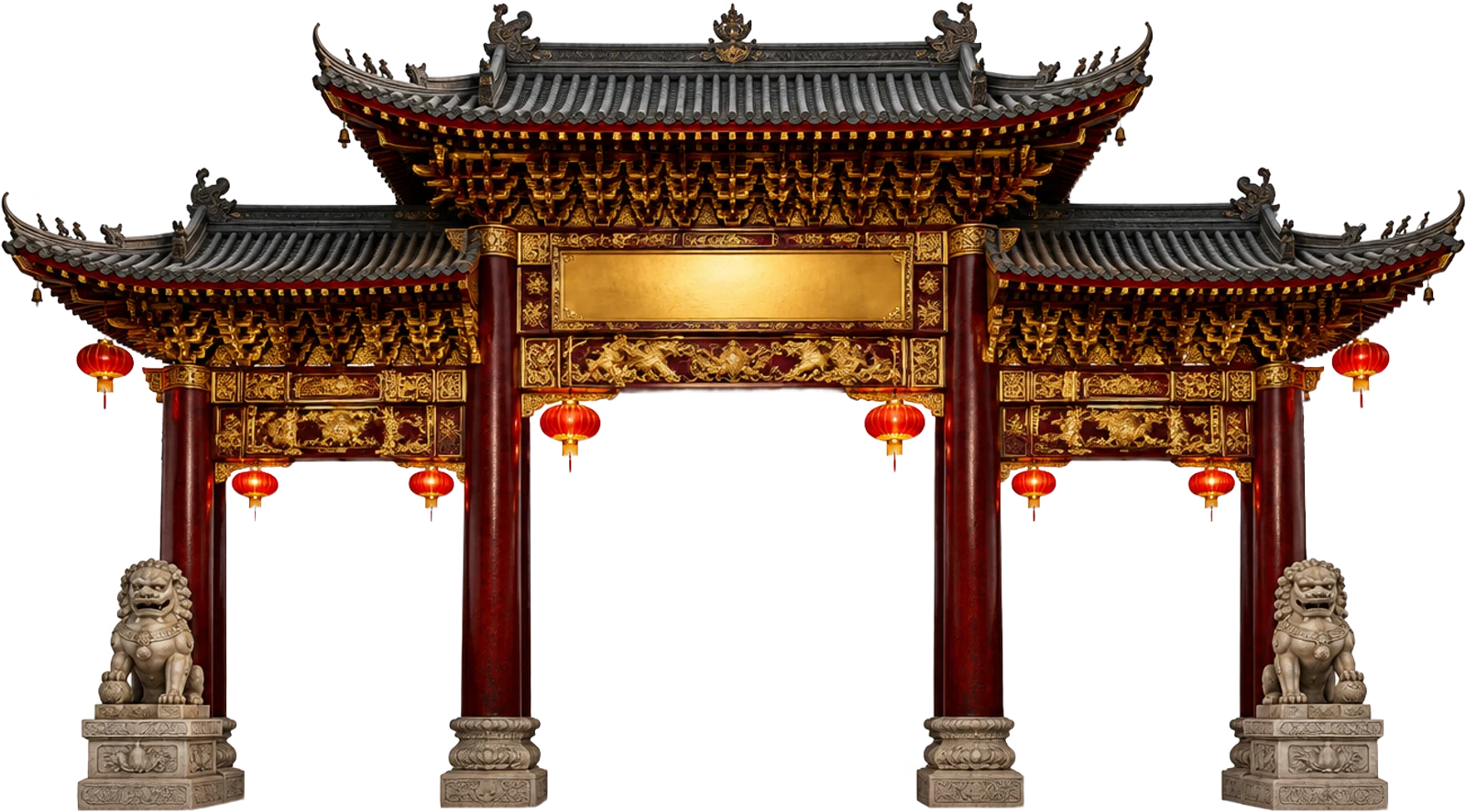 A traditional Chinese paifang gateway, the entrance to the market